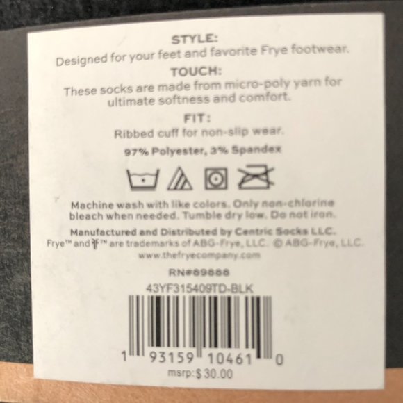 FRYE 2 Pairs Men's Supersoft Boot Socks OSFM - Picture 3 of 5